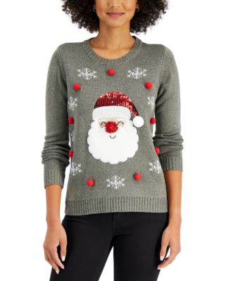 Karen Scott Sequined Santa Sweater, Created for Macy's - Macy's